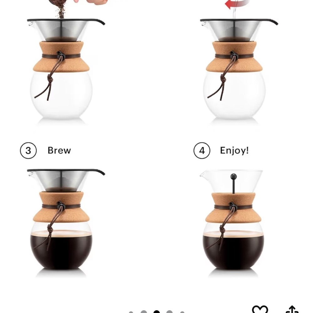 Bodum 34 oz. Pour Over Coffee Maker with Cork and Black Accents - Picture 9 of 9